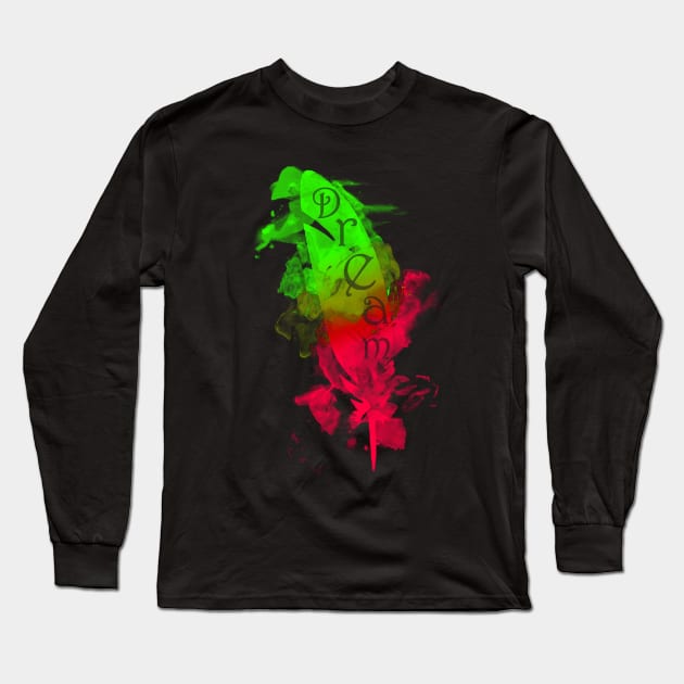 Dream (Green & Pink) Long Sleeve T-Shirt by Not Meow Designs 